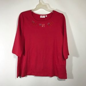 Quaker Factory Womens XL Red Patriotic Cut Out